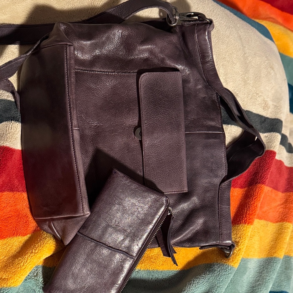 Latico Purple Leather Crossbody Bag Set